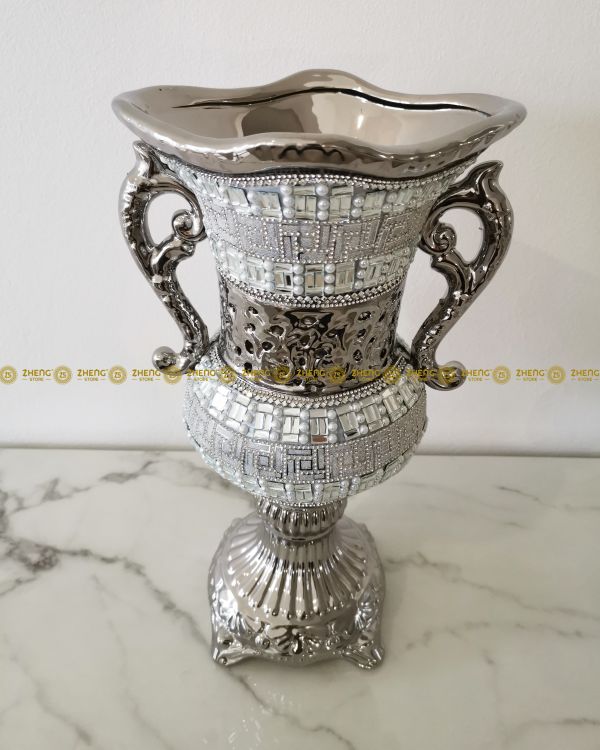Obrázek k výrobku 2517 - Dekorativní váza stříbrná 6-018VS-YS8970