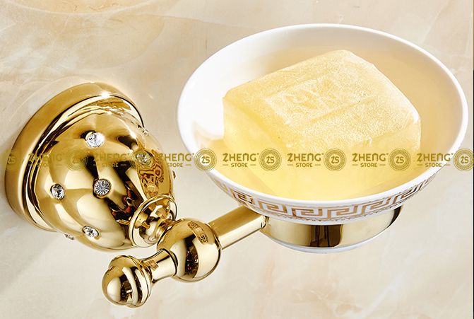Obrázek k výrobku 3086 - Držák keramické podložky na tuhé mýdlo zlatý 2-116-5205
