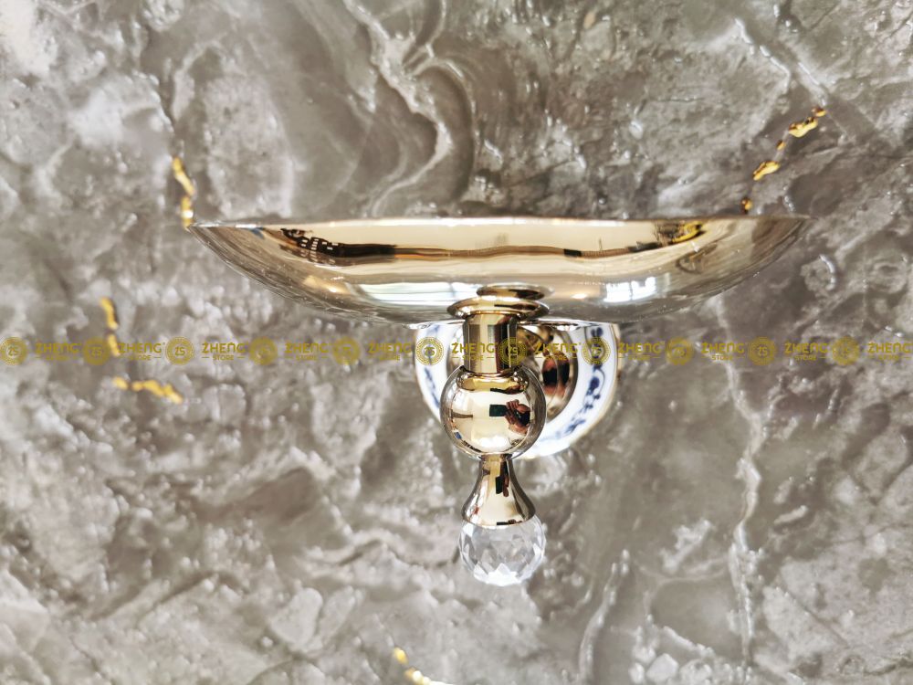 Obrázek k výrobku 3073 - Držák na tuhé mýdlo zlatý/keramika/sklo 2-95-6309G-1