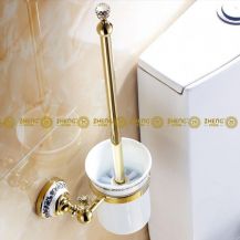 Obrázek k výrobku 3075 - Držák keramické sklenice na WC štětku zlatý/keramika/sklo 2-97-6304G
