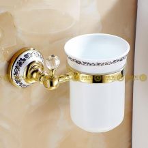 Obrázek k výrobku 3075 - Držák keramické sklenice na WC štětku zlatý/keramika/sklo 2-97-6304G