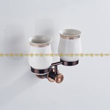 Obrázek k výrobku 2219 - Držák keramických sklenic na kartáčky růžový zlatý 2-54KVDrR-6308